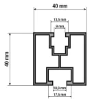 G21 40x40 mm-es alumínium profil hatszögletű csavarhoz és négyszögletes anyához, 6 m