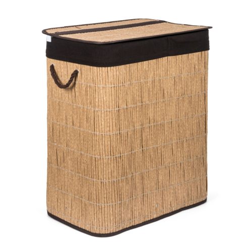 G21-es 105 literes szennyeskosár elválasztókkal, rattan utánzat, barna betéttel