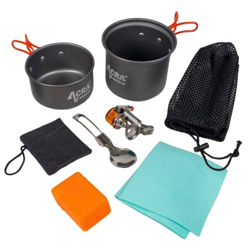 Acra C23 kemping edénykészlet gáztűzhellyel együtt 1-2 fő részére