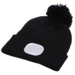 Sixtol sapka LED-es fejpánttal, újratölthető, fekete, pompommal