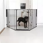 Biztonsági korlát 5 paneles 60 cm fém fekete
