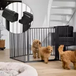 Biztonsági korlát 5 paneles 60 cm fém fekete