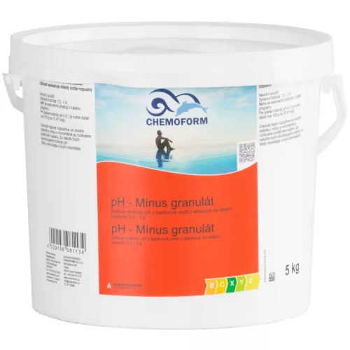 Medence pH csökkentő granulátum, Chemoform 0811 pH Minus, fehér, 5 kg, kloridmentes, gyorsan oldódó, hosszú távú hatás