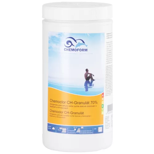 Medence klórgranulátum, Chemoform 0401 Chemoclor 70%, fehér, 1 kg, 70 % aktív klór, gyorsan oldódó, algásodás megelőzés, fertőtlenítés