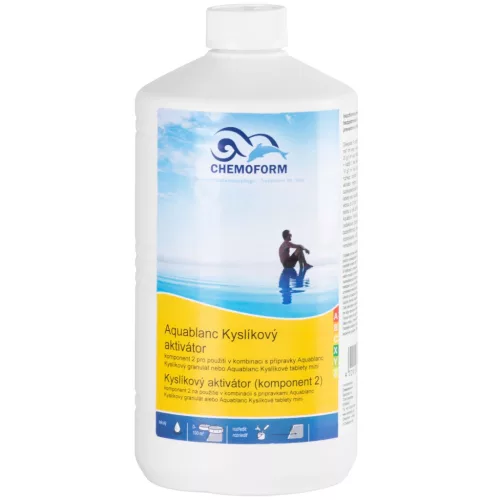 Medence aktív oxigén aktivátor, Chemoform 0590, fehér, 1 l, klórmentes, algagátló, oxigén granulátumhoz, 2. komponens