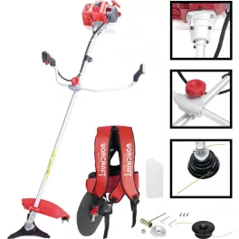  Benzinmotoros bozótvágó, Worcraft GT65-430, piros/ezüst, 2200 W, kétütemű motor, gyorskioldó, tartozékokkal