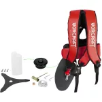 Benzinmotoros bozótvágó, Worcraft GT65-430, piros/ezüst, 2200 W, kétütemű motor, gyorskioldó, tartozékokkal
