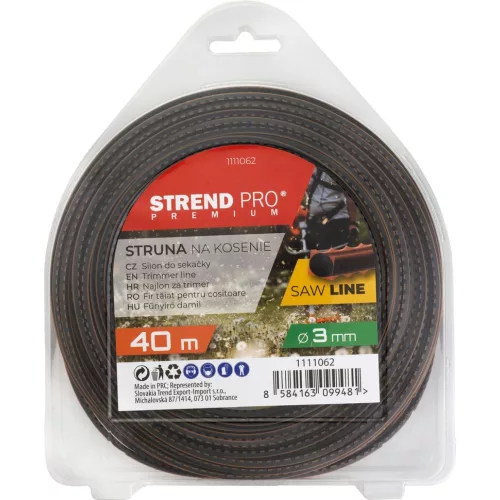 Fűkasza damil, Strend Pro Garden Premium SawLine, 3,0 mm, 40 m, sötétbarna, fogazott, nagy szilárdságú, kopásálló, bliszteres