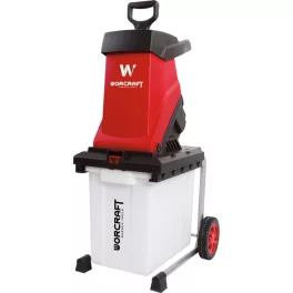  Elektromos kerti ágaprító, Worcraft WPSH202, piros/fekete, 2500 W, 50 l gyűjtőkosár, késes, maximum 40 mm ágátmérő, kerekes