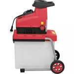 Elektromos kerti ágaprító, Worcraft WPSH203, piros/fekete, 2800 W, 60 l gyűjtőkosár, fogazott aprítófej, maximum 44 mm ágátmérő, kerekes, automatikus behúzás