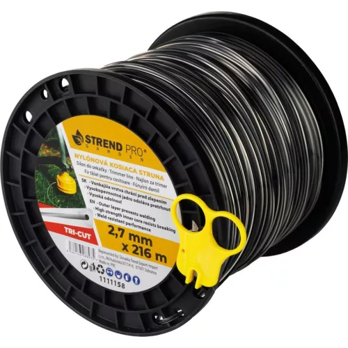 Fűkasza damil, Strend Pro Garden TriCut Trigon Extreme, 2,7 mm, 216 m, sötétszürke, háromszög, nagy szilárdságú, hegesztésálló, tekercses