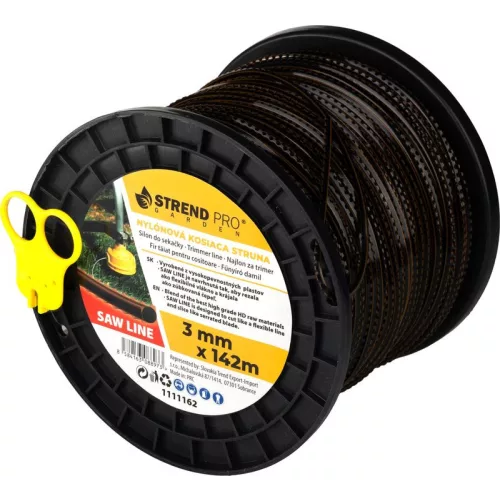 Fűkasza damil, Strend Pro Garden Premium SawLine, 3,0 mm, 142 m, sötétbarna, fogazott, nagy szilárdságú, kopásálló, tekercses