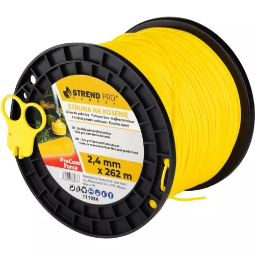 Fűkasza damil, Strend Pro Garden ProCom Force, 2,4 mm, 262 m, sárga, kerek, kopásálló, szakadásálló, túlmelegedésálló, tekercses