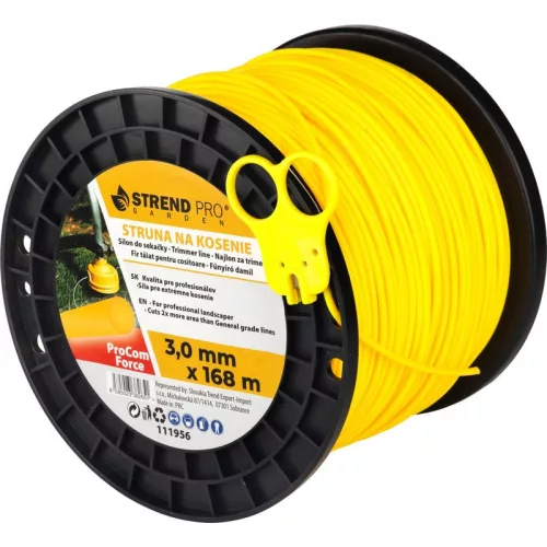 Fűkasza damil, Strend Pro Garden ProCom Force, 3,0 mm, 168 m, sárga, kerek, kopásálló, szakadásálló, túlmelegedésálló, tekercses