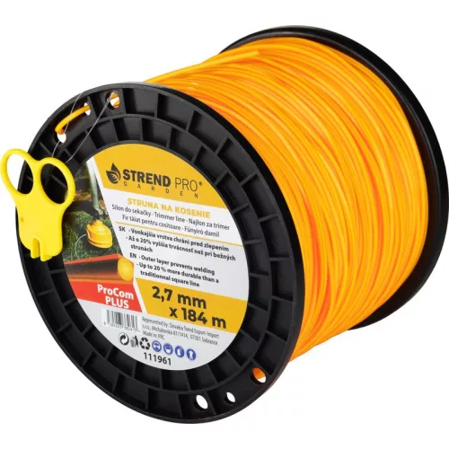 Fűkasza damil, Strend Pro Garden ProCom Plus, 2,7 mm, 184 m, narancssárga, szögletes, kopásálló, szakadásálló, túlmelegedésálló, tekercses