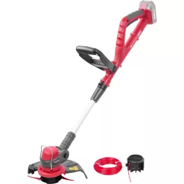   Akkumulátoros fűkasza, Worcraft CGT-S20LiST ShareSYS, piros/fekete, 24 cm, 2 Ah 20 V Li-Ion, 9000 fordulat/perc, teleszkópos nyél, tartozékokkal, akkumulátor és töltő nélkül