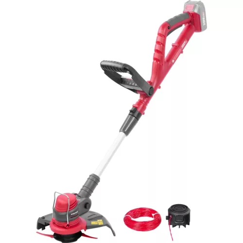 Akkumulátoros fűkasza, Worcraft CGT-S20LiST ShareSYS, piros/fekete, 24 cm, 2 Ah 20 V Li-Ion, 9000 fordulat/perc, teleszkópos nyél, tartozékokkal, akkumulátor és töltő nélkül
