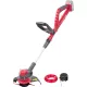 Akkumulátoros fűkasza, Worcraft CGT-S20LiST ShareSYS, piros/fekete, 24 cm, 2 Ah 20 V Li-Ion, 9000 fordulat/perc, teleszkópos nyél, tartozékokkal, akkumulátor és töltő nélkül