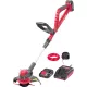 Akkumulátoros fűkasza, Worcraft CGT-S20LiSTA ShareSYS, piros/fekete, 24 cm, 2 Ah 20 V Li-Ion, 9000 fordulat/perc, teleszkópos nyél, tartozékokkal, akkumulátorral és töltővel