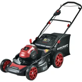   Akkumulátoros fűnyíró, Worcraft CLM-S58LiB, fekete/piros, vágásszélesség: 50,8 cm, 58 V Li-Ion, 3200 fordulat/perc, 60 l gyűjtőkosár, mulcsozás, oldalkidobás, akkumulátorral és töltővel