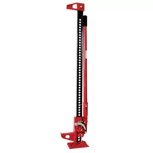 Oszlopos emelő, Strend Pro J60, piros/fekete, kézi, emelési magasság 125–1330 mm, 3000 kg teherbírás, lépésköz 2,1 cm