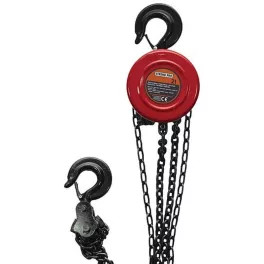   Láncos emelő, Strend Pro TRC9010, piros, kézi, 1000 kg teherbírás, lánchossz: 250 cm, csigasorral, kampókkal