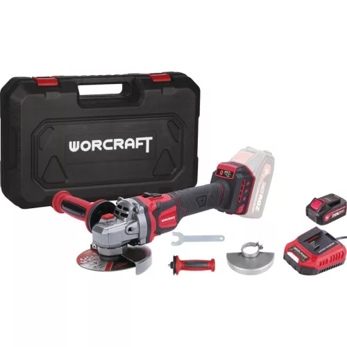 Csiszoló Worcraft CAG-S20LiBEN-125, 125 mm, sarokcsiszoló, fordulatszám-szabályozással, 20 V Li-ion,