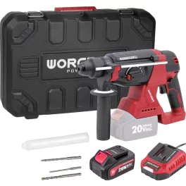   Kalapács Worcraft CRH-S20LiBCM, 20V, ShareSYS, SDS+, 3J, SZETT, szénkefe nélküli + 4.0Ah akkumulátor
