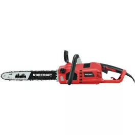   Elektromos láncfűrész, Worcraft WCE-2816 S, piros/fekete, 2400 W, vezetősín: 40,6 cm, 230 V, 14 m/s láncsebesség, 140 ml olajtartály