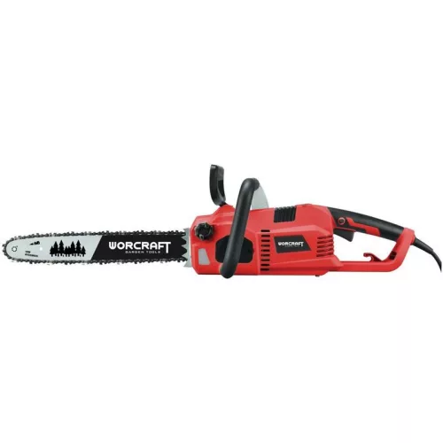 Elektromos láncfűrész, Worcraft WCE-2816 S, piros/fekete, 2400 W, vezetősín: 40,6 cm, 230 V, 14 m/s láncsebesség, 140 ml olajtartály