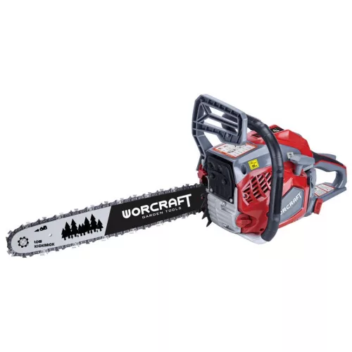 Benzinmotoros láncfűrész, Worcraft GCS52-20D, piros/szürke/fekete, 2200 W, vezetősín: 50 cm, üzemanyagtartály: 550 ml, 260 ml olajtartály