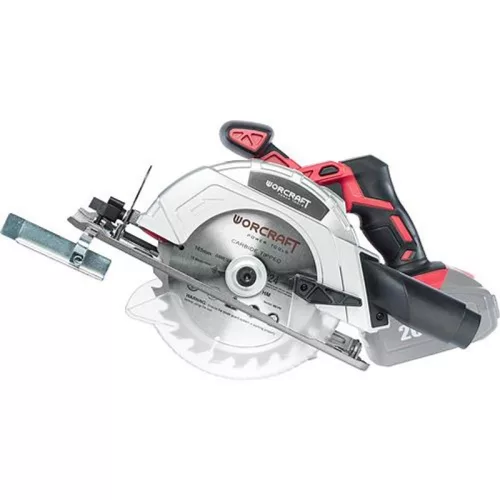 Akkumulátoros körfűrész, Worcraft CCS-S20Li ShareSYS, 4 Ah 20 V Li-Ion, 165 mm tárcsa, 3800 fordulat/perc, 0-45° állítható, akkumulátor és töltő nélkül