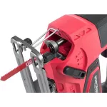 Akkumulátoros szúrófűrész, Worcraft CJS-S20Li ShareSYS, piros/fekete, 4 Ah 20 V Li-Ion, 0-2500 löket/perc, 0-45° állítható, akkumulátor és töltő nélkül