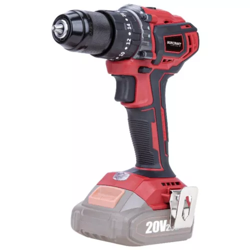 Akkumulátoros fúró-csavarozó, Worcraft CHD-S20LiBA ShareSYS, piros/fekete, 50 Nm, 0-1600 fordulat/perc, 20 V Li-Ion, akkumulátor és töltő nélkül