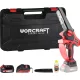 Akkumulátoros láncfűrész, Worcraft CHS-S20LiBPM ShareSYS, piros/fekete, mini, 2 Ah 20 V Li-Ion, vezetősín: 15 cm, 7,5 m/s láncsebesség, akkumulátorral, töltővel, láncolajjal, kofferben