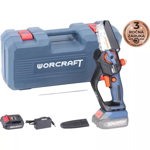Fűrész Worcraft Home CHS-S20LiCM ShareSYS, 20V Li-ion, 4" lánc, BRUSH, mini láncfűrész, SZETT koffer