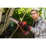 Akkumulátoros láncfűrész, Worcraft CHS-S20LiBDM ShareSYS, piros/fekete, mini, 2 Ah 20 V Li-Ion, vezetősín: 20 cm, 7,8 m/s láncsebesség, 50 ml olajtartály, akkumulátorral, töltővel, láncolajjal, kofferben
