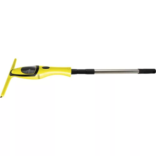 Ablaktörlő, Strend Pro VAC-80E, sárga/fekete, 28 cm, 280 ml, 65 cm teleszkópos nyél, 2000 mAh akkumulátoros, 10 W, szórófejes palack, 50 ml szennyvíztartállyal