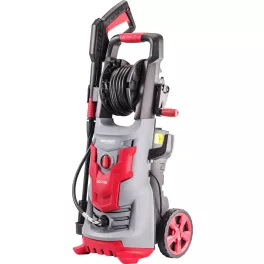   Elektromos magasnyomású mosó, Worcraft HC21-110H, szürke/piros, 2100 W, 165 bar, 230 V, átfolyás: 7,2 l/perc, 8 m tömlő, 500 ml habosító tartály