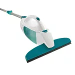 Ablaktörlő készlet, Leifheit 51003, 28 cm lehúzó, 43 cm Click rúd, fehér-türkiz, akkumulátoros, elektromos vízszívó, mikroszálas ablakmoppal