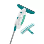 Ablaktörlő készlet, Leifheit 51003, 28 cm lehúzó, 43 cm Click rúd, fehér-türkiz, akkumulátoros, elektromos vízszívó, mikroszálas ablakmoppal