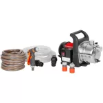Elektromos kerti szivattyú, Strend Pro Garden MJP1000, szürke/fekete, 1000 W, 1,2 m kábel, maximális emelőmagasság: 44 m, 57 l/perc, tiszta és klóros vízhez, komplett készlet tömlőkkel és fúvókával