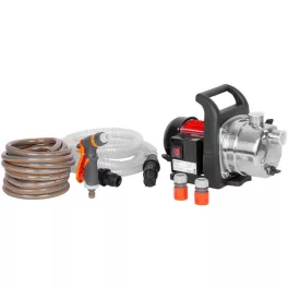   Elektromos kerti szivattyú, Strend Pro Garden MJP1000, szürke/fekete, 1000 W, 1,2 m kábel, maximális emelőmagasság: 44 m, 57 l/perc, tiszta és klóros vízhez, komplett készlet tömlőkkel és fúvókával