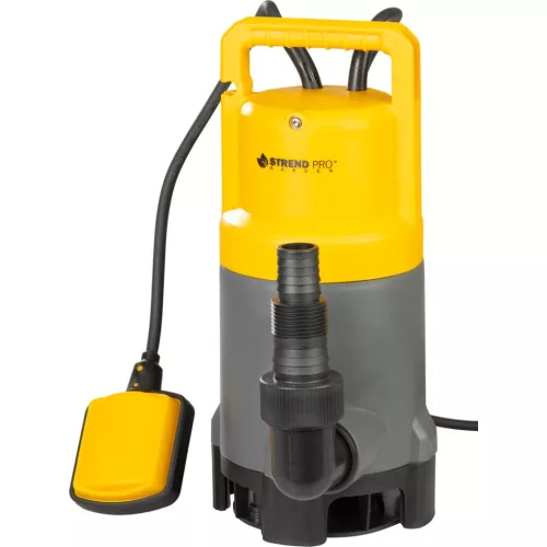 Elektromos iszapszivattyú, Strend Pro Garden NSPW750-B, sárga/szürke, 750 W, 10 m kábel, maximális emelőmagasság: 8 m, 233 l/perc, szennyvízhez, úszókapcsolós, 35 mm szemcseméretig