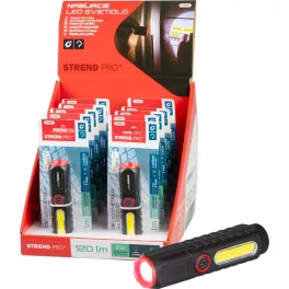   Zseblámpa Strend Pro Flashlight, COB LED 120 lm, 35x35x132mm, USB töltés, csomag 10 db
