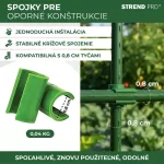 Csatlakozó SC08, 8 mm, műanyag, kerti támasztórudakhoz, csomag 30 db