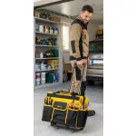 Szerszámos táska, Strend Pro, 44 x 24 x 42 cm, fekete/sárga, textil, kerekekkel, teleszkópos fogantyúval, cipzáras, 20 kg teherbírás