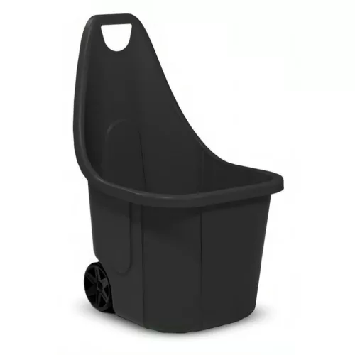 Kétkerekű kocsi, Strend Pro Garden Blumax Caddy, 60 l, fekete, 50 x 60 x 84 cm, újrahasznosított műanyag, időjárásálló, max. 40 kg teherbírás, kerti hulladékhoz