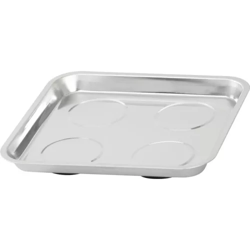 Mágneses csavartálca, Strend Pro, ezüst, 27 × 29,2 cm, rozsdamentes acél, 4 db gumiborítású mágnes, karcálló felület