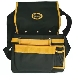   Szerszámtartó övtáska, Strend Pro TB-1004, 38,5 x 28 cm, fekete-sárga, bőr, övre fűzhető, több rekesszel, két fogantyúval